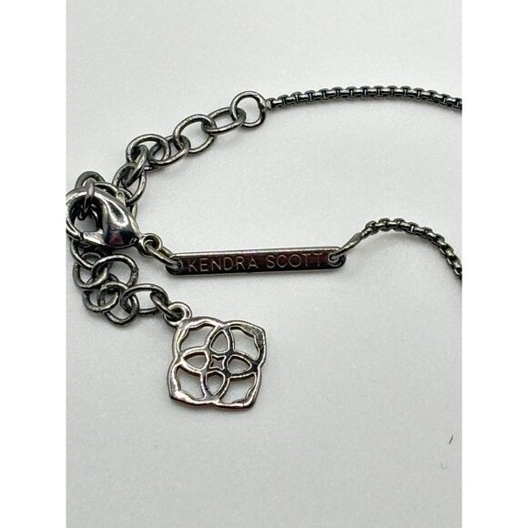 Kendra Scott Gunmetal Chain Necklace With Black Iridescent Stone Pendant - Picture 5 of 6